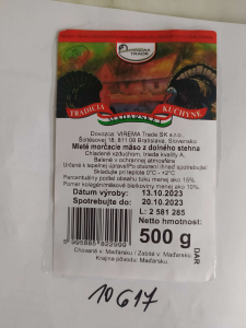 Mleté morčacie mäso z dolného stehna 500g, šarža L:2581285, DS 20.10.2023, krajina pôvodu Maďarsko